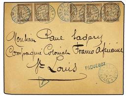 2378 SENEGAL. 1894. Circulada A ST. LOUIS. Tasada A La Llegada Con Sellos De <B>10 Cts.</B> Castaño (5). Mat. <B>ST. LOU - Sonstige & Ohne Zuordnung