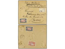 2385 SENEGAL. 1917. TIVAOUANE A DAKAR. <B>10 Cts. Y 30 Cts. VALOR DECLARADO </B>de <B>400 Fr.</B> Al Dorso Lacres Recort - Other & Unclassified