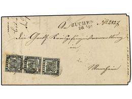 2424 ALEMANIA ANTIGUOS ESTADOS: BADEN. 1868 (April 28). Entire Letter To Mannheim Franked By Vertical Strip Of Three <B> - Sonstige & Ohne Zuordnung