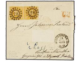 2430 ALEMANIA ANTIGUOS ESTADOS: BAVIERA. 1858 (May 25). Cover To MUNSTER (France) Bearing 1854 Pair Of <B>18 Kr.</B> Yel - Other & Unclassified