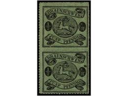 2442 **/* ALEMANIA ANTIGUOS ESTADOS: BRUNSWICK. Mi.13A. <B>1/2 Gr. </B>black On Green, Vertical Pais. FINE. Michel.1.200 - Sonstige & Ohne Zuordnung