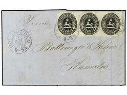 2447 ALEMANIA ANTIGUOS ESTADOS: BRUNSWICK. 1866 (Oct 7). Cover To Hamelin Franked By Rare Usage Of 1865 <B>1/3gr</B>. Bl - Otros & Sin Clasificación