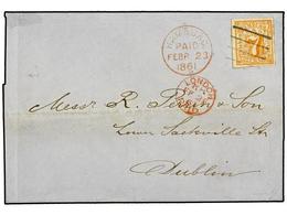 2450 ALEMANIA ANTIGUOS ESTADOS: HAMBURGO. Mi.6. 1861 (Feb 23). Cover To DUBLIN Franked By Fine Imperforate 1859 <B>7sch. - Autres & Non Classés