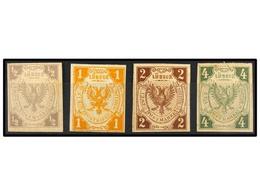 2457 * ALEMANIA ANTIGUOS ESTADOS: LUBECK. Mi.1ND, 2ND, 3ND, 5ND. 1872. <B>REPRINTS. 1/2 S. </B>lilac, <B>1 S. </B>yellow - Autres & Non Classés