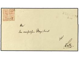 2458 ALEMANIA ANTIGUOS ESTADOS: MECKLEMBURGO-SCHWERIN. 1857 (Oct 3). Cover To LUBECK Franked By 1856 Imperforate <B>1/4  - Andere & Zonder Classificatie
