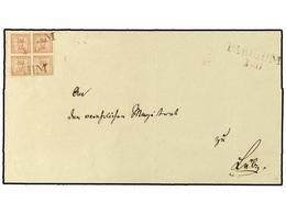 2458 ALEMANIA ANTIGUOS ESTADOS: MECKLEMBURGO-SCHWERIN. 1857 (Oct 3). Cover To LUBECK Franked By 1856 Imperforate <B>1/4  - Otros & Sin Clasificación