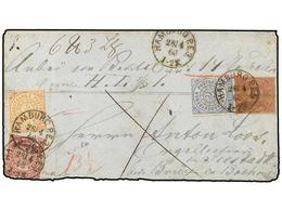 2460 ALEMANIA ANTIGUOS ESTADOS: CONFEDERACION DEL NORTE. 1868 (April 28). Registered Cover From HAMBURG Bearing Four Col - Other & Unclassified