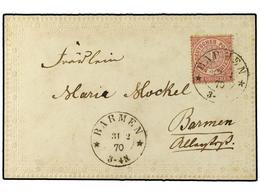 2464 ALEMANIA ANTIGUOS ESTADOS: CONFEDERACION DEL NORTE. 1870. Valentine Envelope To Barman Bearing <B>1 G</B> Rose (SG  - Otros & Sin Clasificación