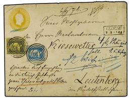 2477 ALEMANIA ANTIGUOS ESTADOS: PRUSIA. (1860 CA). <B>3sgr.</B> Yellow Large Format Stationery Envelope Used To Leutenbe - Otros & Sin Clasificación