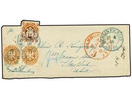 2482 ALEMANIA ANTIGUOS ESTADOS: PRUSIA. 1866. Cover Franked With Prussia <B>6 Pf.</B> And Pair <B>3 Sgr.</B> Eagle (Mi 1 - Sonstige & Ohne Zuordnung