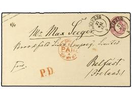 2489 ALEMANIA ANTIGUOS ESTADOS: SAJONIA. 1867 (May 27). Rare<B> 5 Ngr</B> Violet Rose Postal Stationery Envelope, 145x83 - Andere & Zonder Classificatie