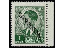 2503 ** SERBIA. Mi.3FII. 1941. <B>1 Din</B> Green, Without Background. Michel.400?. - Andere & Zonder Classificatie