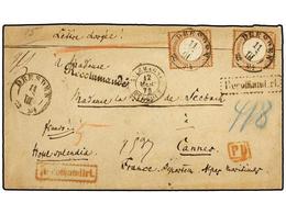 2536 ALEMANIA. 1873. Registered Letter Sent From GERMANY To FRANCE, Franked With Two Examples Of <B>2 1/2 Gr.</B> Large  - Autres & Non Classés
