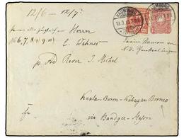 2549 ALEMANIA. 1890 (March 18). <B>10 Pf.</B> Red On Blue Postal Stationery Envelope (146x113mm) Up-rated With 1889 <B>1 - Sonstige & Ohne Zuordnung