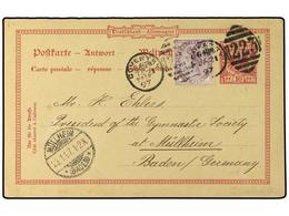 2554 ALEMANIA. 1897 (Jan 21). Reply Half Of German <B>10pf</B>. Red Stationery Card Used Back To Mullheim, Baden Additio - Sonstige & Ohne Zuordnung