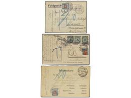 2559 ALEMANIA. 1915-24. 3 Military Cards With Swiss Postage Due Stamps. - Andere & Zonder Classificatie