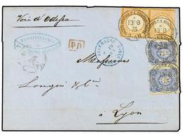 2570 LEVANTE: CORREO ALEMAN. 1875 (Aug 13). Cover From CONSTANTINOPLE To LYON, Endorsed 'Via Odessa' Franked By 1872 Lar - Autres & Non Classés