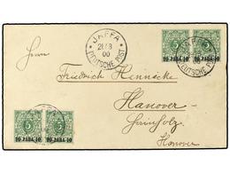 2571 LEVANTE: CORREO ALEMAN. 1900. Envelope To HANNOVER Franked Two Pairs<B> 10 Para</B> On <B>5 Pf.</B> Tied By <B>JAFF - Otros & Sin Clasificación