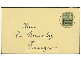2575 MARRUECOS ALEMAN. 1905 (Sept 30). Local Cover Bearing Single <B>5cs. On 5pf.</B> Deep Green Tied By <B>TANGER/DEUTS - Other & Unclassified