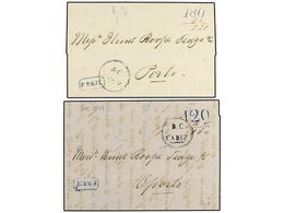2596 GRAN BRETAÑA. 1842-48. <B>BRITISH POST OFFICE. </B>CADIZ (Spain). Two Entire Letters From Cádiz To Porto (Portugal) - Autres & Non Classés