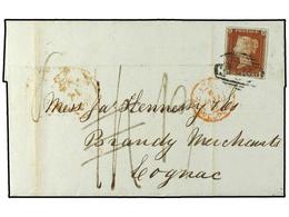 2599 GRAN BRETAÑA. 1847. Envelope To FRANCE Bearing SG 8a, <B>1d</B> Brown (imperf Four Margins) Cancelled By <B>LIVERPO - Autres & Non Classés