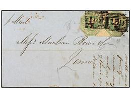 2601 GRAN BRETAÑA. 1848(June 16th). Cover To Lima, PERU Bearing Cut Round Pair Of 1847 Embossed <B>1s</B> Green Tied By  - Other & Unclassified