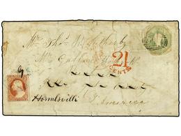2612 GRAN BRETAÑA. 1858. LONDON To YATES COUNTY (U.S.A.). <B>1 Sh.</B> Green Redirected To HORMLSVILLE With U.S.A. <B>3  - Other & Unclassified