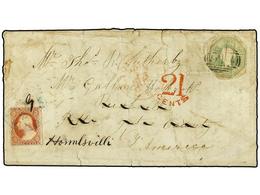 2612 GRAN BRETAÑA. 1858. LONDON To YATES COUNTY (U.S.A.). <B>1 Sh.</B> Green Redirected To HORMLSVILLE With U.S.A. <B>3  - Otros & Sin Clasificación