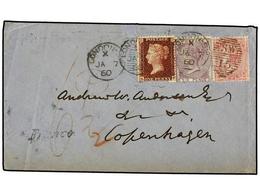 2615 GRAN BRETAÑA. 1860(Jan 7th). Cover To Copenhagen, DENMARK With 10½d Rate Paid By <B>1d</B> Red Star, 1857 <B>4d</B> - Other & Unclassified