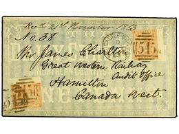 2619 GRAN BRETAÑA. 1863 (Nov 6). Wonderful And Early Blue Printed Advertising Envelope For The 'Daily Chronicle & Northe - Sonstige & Ohne Zuordnung