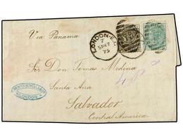 2637 GRAN BRETAÑA. 1875(Sept 17th). Entire Letter Endorsed 'Via Panama' To SALVADOR At 1s 6d Rate For Less Than ½ Ounce  - Autres & Non Classés
