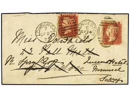 2638 GRAN BRETAÑA. 1875. LAUNCESTON To LONDON. <B>1 D.</B> Red Redirected To SURREY With <B>1 D.</B> Red Stamp. - Other & Unclassified