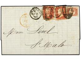 2639 GRAN BRETAÑA. Sg.43+48. 1877 (Sept 9). <B>CHANNEL ISLANDS</B>. Cover From JERSEY To ST. MALO Franked By 1870 <B>1/2 - Otros & Sin Clasificación