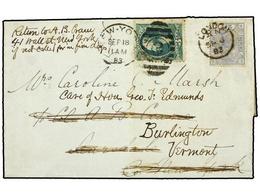 2643 GRAN BRETAÑA. 1883. LONDON To NEW YORK. <B>2 1/2 D.</B> Blue Redirected To VERMONT With U.S.A. <B>3 Cents</B> Green - Sonstige & Ohne Zuordnung