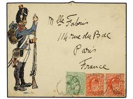 2652 GRAN BRETAÑA. 1911 (July 22). Cover To PARIS Showing Fine Hand-painted Illustration Of Soldier Loading Musket, Fran - Sonstige & Ohne Zuordnung