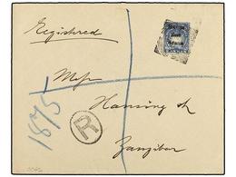 2657 AFRICA ORIENTAL BRITANICA. 1895. Registered Cover Bearing 1895 <B>8 A.</B> Blue Locally Handstamped, SG 42, Tied By - Andere & Zonder Classificatie