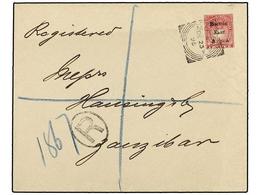 2658 AFRICA ORIENTAL BRITANICA. 1895. Registered Cover Used To ZANZIBAR Bearing <B>1 Rupee</B> Carmine (SG 43) Cancelled - Andere & Zonder Classificatie