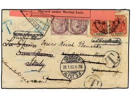 2673 AFRICA DEL SUR. 1901. Combination Cover Of GREAT BRITAIN 1881 <B>2x 1 D.</B> Lilac And Pair Of ERI <B>1 D.</B> Tied - Sonstige & Ohne Zuordnung