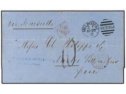 2688 AUSTRALIA. 1870. Unfranked Wrapper To Nantes, Franc, Bearing <B>Melbourne</B> <B>'Victoria'</B> Duplex Datestamp.   - Autres & Non Classés