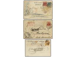 2698 AUSTRALIA. 1893-1903. 3 Covers Or Cards Set To AUSTRALIA With Diverse INSTRUCCIONAL MARKS<B>. </B>INTERESTING GROUP - Sonstige & Ohne Zuordnung