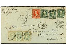 2710 AUSTRALIA. 1903. U.S.A. To QUEENSLAND (Australia). <B>1 Cent </B>green (3) And <B>2 Cents </B>red, Taxed On Arrival - Autres & Non Classés