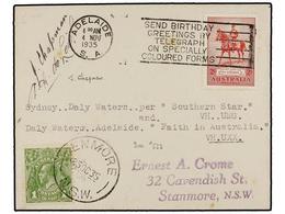 2719 AUSTRALIA. 1935 (4 Noviembre). ADELAIDE To STANMORE. <B>FIRST FLIGHT</B> Signed By The Pilots J. CHAPMAN And AH De  - Sonstige & Ohne Zuordnung