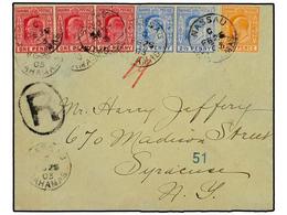 2727 BAHAMAS. 1903. Registered Cover Used To The USA Bearing <B>1 D. X3, 2 1/2 D.</B> Pair & <B>4 D.</B> (SG 62, 63, 64) - Other & Unclassified