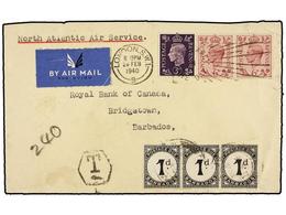 2735 BARBADOS. 1940. LONDON To BRIDGETOWN. <B>3 D. </B>violet And <B>6 D</B>. Lilac (2), Taxed On Arrival With Barbados  - Sonstige & Ohne Zuordnung
