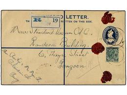 2751 BIRMANIA. 1937. <B>4 Annas.</B> BURMA Ovpt Postal Stationery Registered Envelope (H & G 1 UNPRICED!) Up-rated By <B - Otros & Sin Clasificación