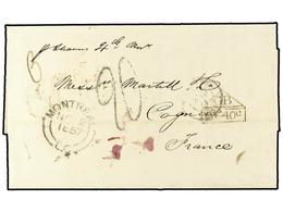 2761 CANADA. 1857. Cover From MONTREAL, Sent To England Aboard The Cunard Steamship Niagara, And Forwarded To France Wit - Autres & Non Classés