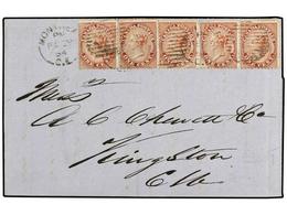 2763 CANADA. 1864 (Feb 29). Leap Year Day Cover To Kingston Franked By 1859 <B>1c</B>. Rose (5, One With Small Perf. Fau - Autres & Non Classés