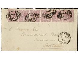 2783 CEILAN. 1884. DICKOY To SCOTLAND. Envelope Franked With Strip Of Six <B>4 Cents.</B> Purple Arrival On Reverse. - Other & Unclassified