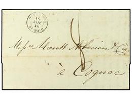 2787 GRAN BRETAÑA. 1840. <B>CANNEL ISLANDS. </B>JERSEY A COGNAC. Fechador De Entrada <B>OUTRE-MER/ST. MALO</B> (Salles 1 - Other & Unclassified