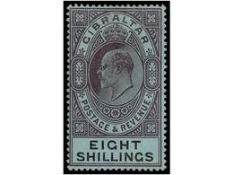 2804 * GIBRALTAR. Sg.54. 1903. <B>8 Sh. </B>dull Purple And Black, Hinged. Stanley Gibbons.160£. - Autres & Non Classés